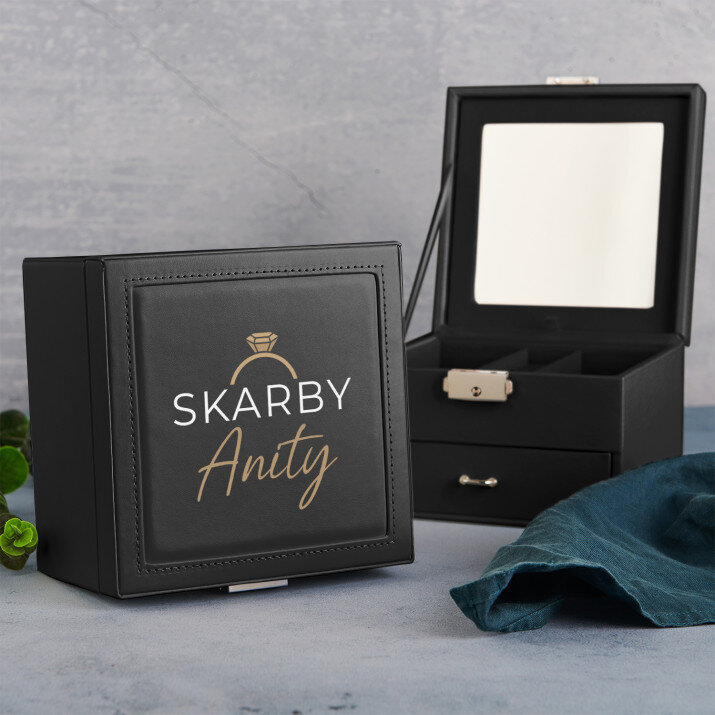 Skarby - Szkatułka czarna z lusterkiem