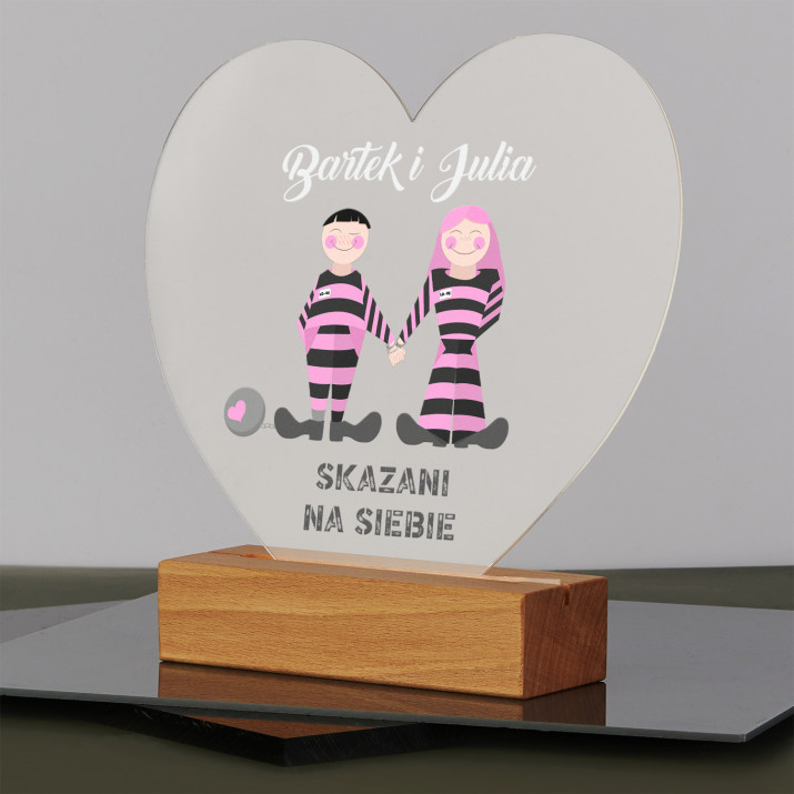 Skazani na siebie - Wydruk na szkle akrylowym led serce