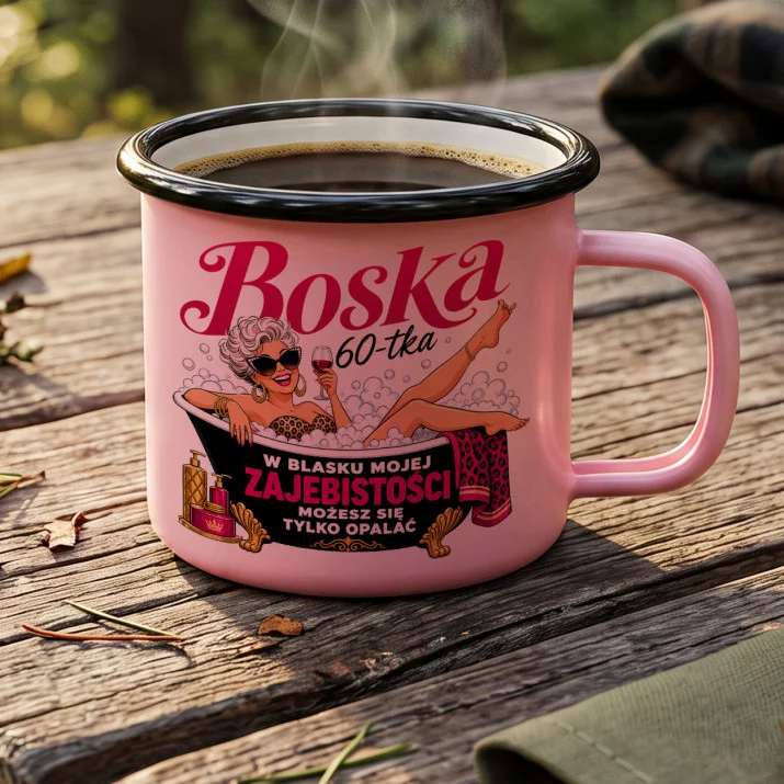 Kubek Emaliowany Na 60 Urodziny Prezent Dla 60 Latki Kobiety: Boska 60-Tka W Blasku