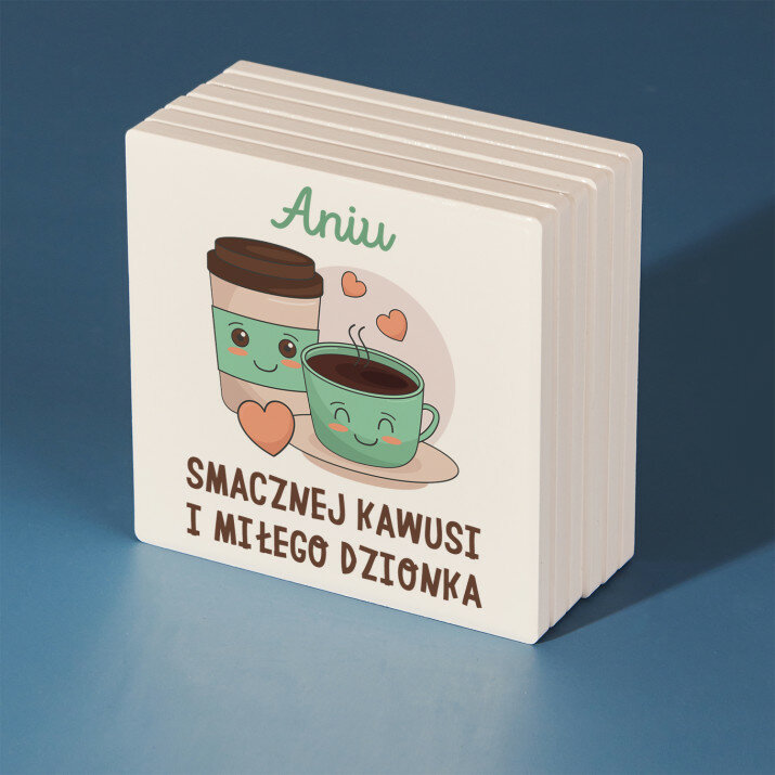 Smacznej kawusi - Podkładki ceramiczne pod kubek