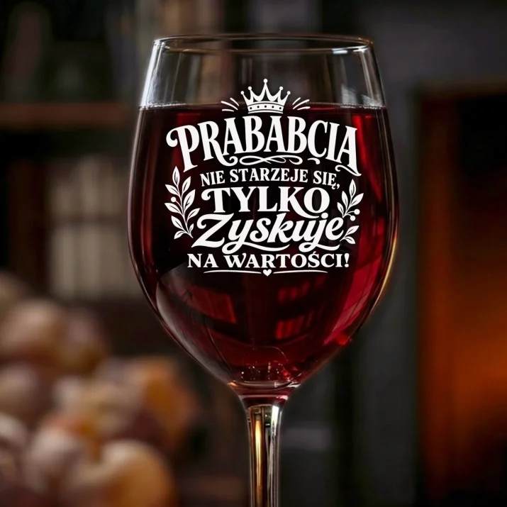 Kieliszek Do Wina Dla Prababci Prezent Na Dzień Babci Dla Kobiety: Prababcia Zyskuje Wartość