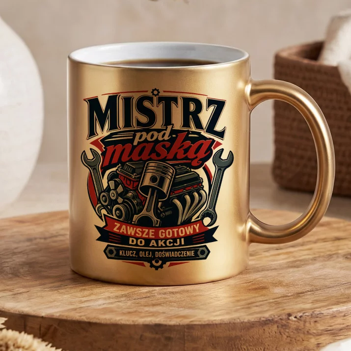 Złoty Kubek Dla Mechanika Samochodowego Prezent Dla Mężczyzny: Retro Warsztat Złoty Kubek Dla Mechanika Samochodowego Prezent Dla Mężczyzny: Retro Warsztat