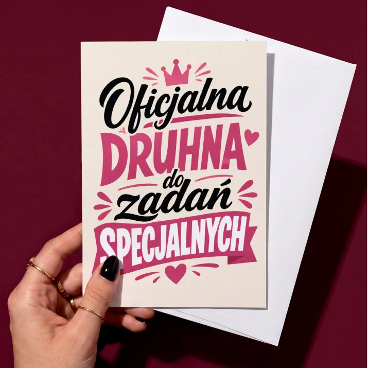 Kartka z Życzeniami Dla Druhny Dla Kobiety: Druhna Do Zadań Kartka z Życzeniami Dla Druhny Dla Kobiety: Druhna Do Zadań