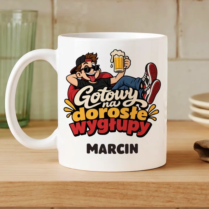 Kubek Personalizowany Na 18 Prezent Dla Mężczyzny: Gotowy Na Dorosłe Wygłupy Kubek Personalizowany Na 18 Prezent Dla Mężczyzny: Gotowy Na Dorosłe Wygłupy