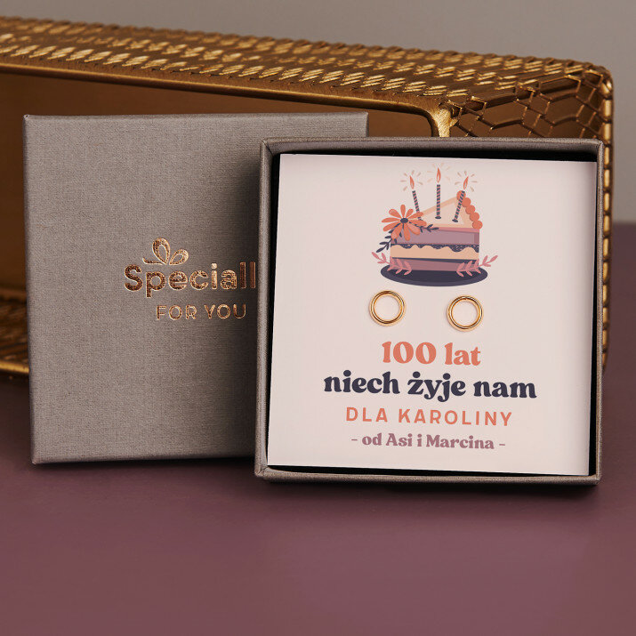 Sto lat niech żyje nam - Pozłacane kolczyki kółka