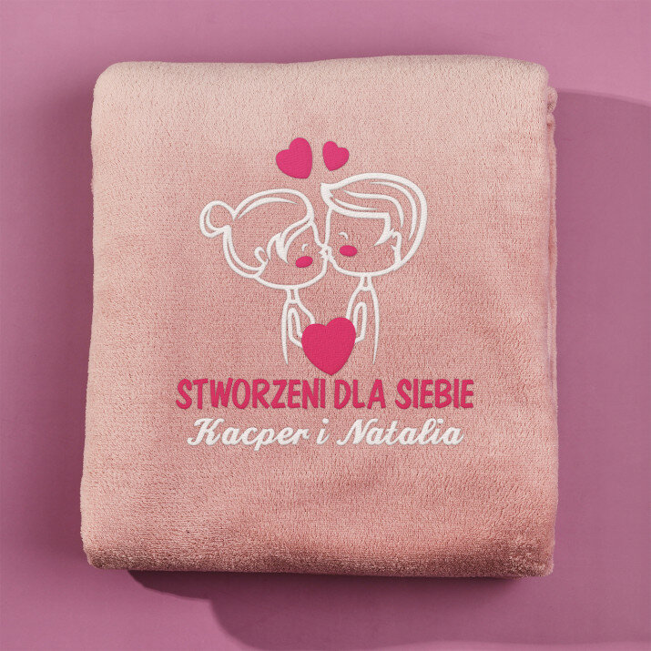 Stworzeni dla siebie - koc z haftem