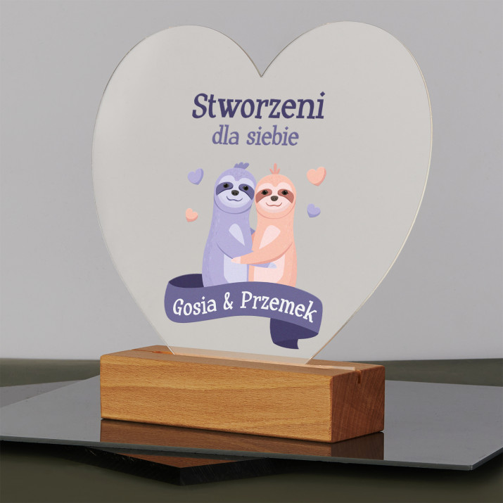 Stworzeni dla siebie - Wydruk na szkle akrylowym led serce
