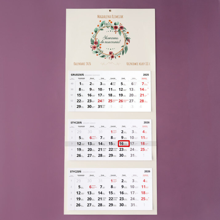 Stworzona do nauczania - Kalendarz trójdzielny Stworzona do nauczania - Kalendarz trójdzielny