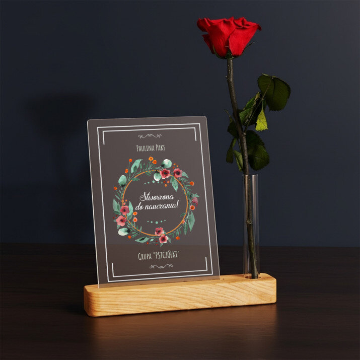 Stworzona do nauczania - Wydruk na szkle akrylowym z różą