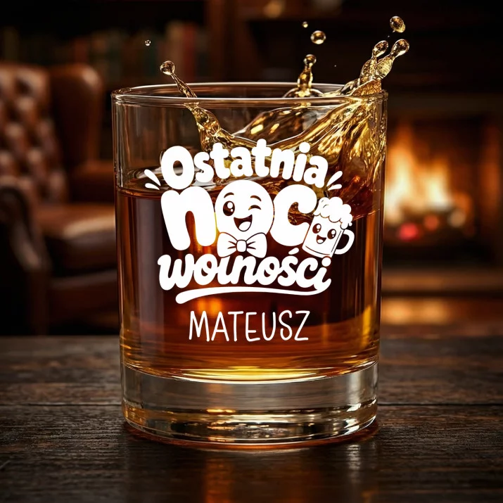 Szklanki Do Whisky z Grawerem Na Kawalerski Prezent Dla Mężczyzny: Ostatnia Noc Wolności Szklanki Do Whisky z Grawerem Na Kawalerski Prezent Dla Mężczyzny: Ostatnia Noc Wolności