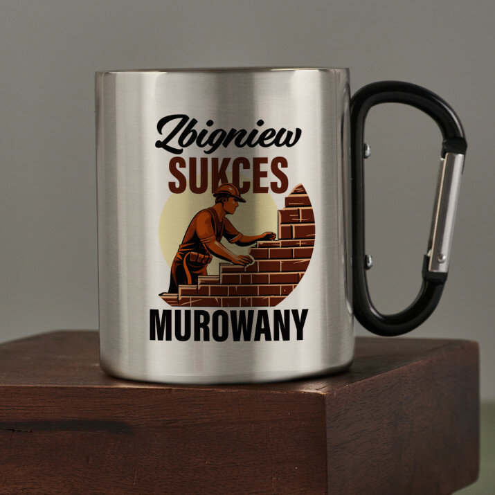 Sukces murowany - Kubek metalowy z karabińczykiem