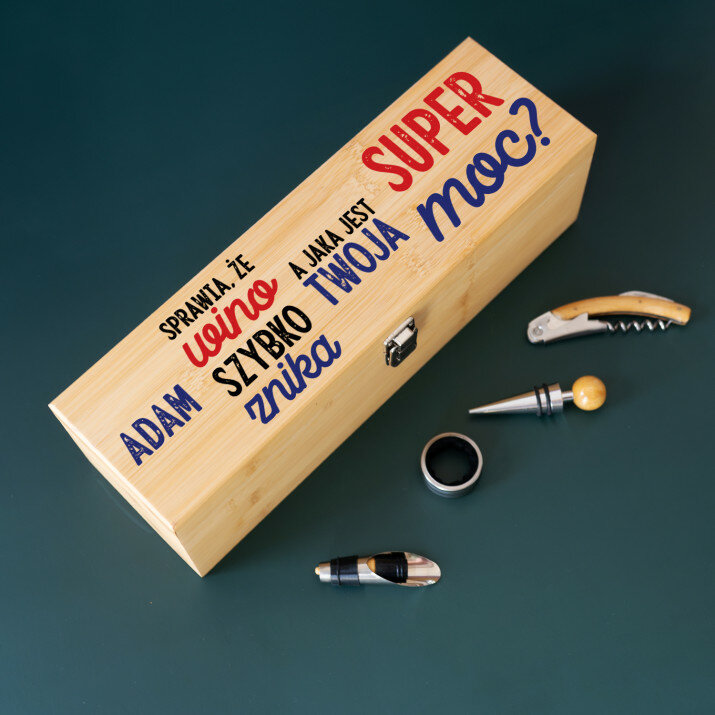 Super moc - Skrzynka na wino z akcesoriami