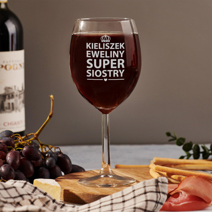 super siostra - Grawerowany Kieliszek do wina