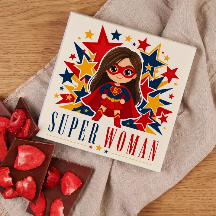 Czekolada Z Truskawkami Dla Kobiety Prezent Dla Kobiety: Super Woman Czekolada Z Truskawkami Dla Kobiety Prezent Dla Kobiety: Super Woman