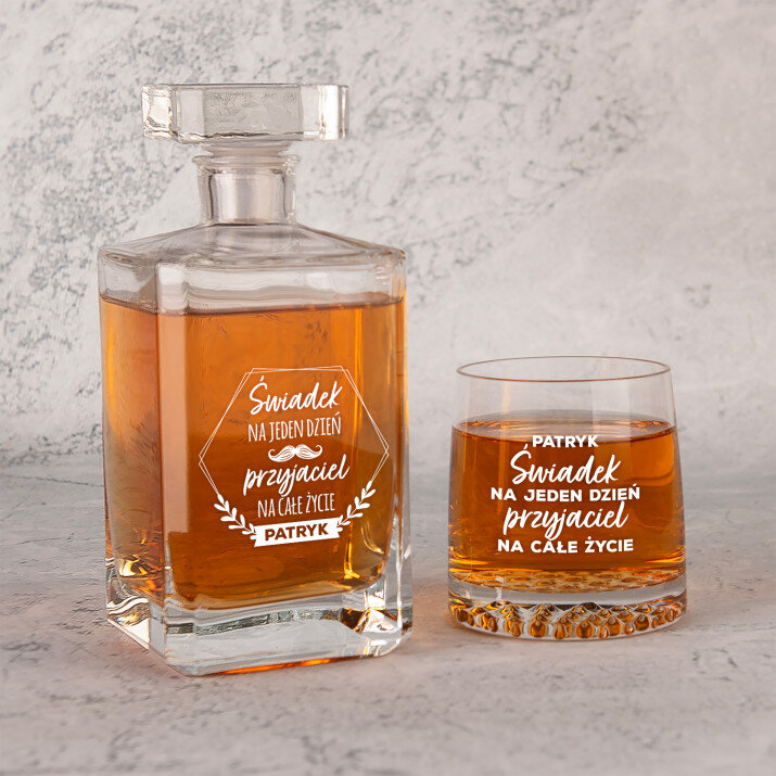  świadek na jeden dzień - Zestaw Grawerowana Karafka 0,7 i Szklanki Do Whisky