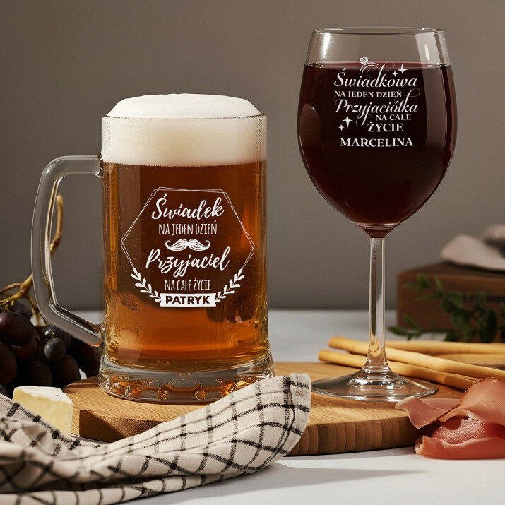 Świadkowie na jeden dzień - Zestaw kufel i kieliszek do wina