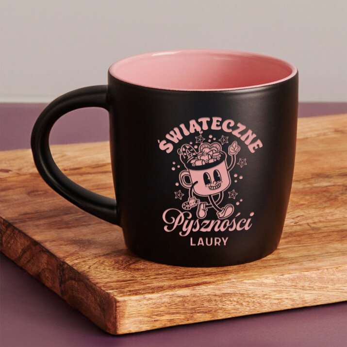Świąteczne pyszności - Czarny kubek ceramiczny Świąteczne pyszności - Czarny kubek ceramiczny