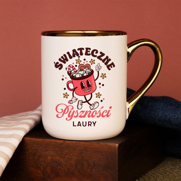 Świąteczne pyszności - Kubek ceramiczny ze złotym rantem