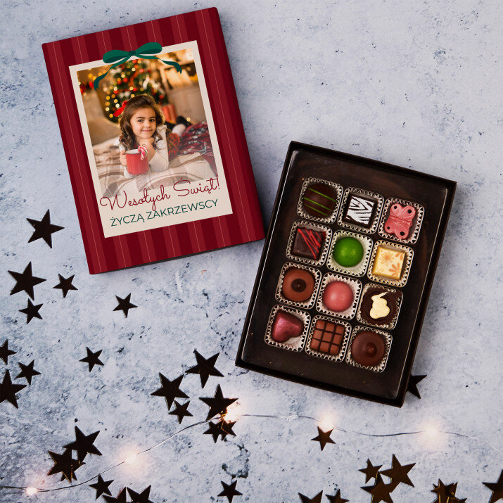 Świąteczne zdjęcie kokardka - Praliny z belgijskiej czekolady Świąteczne zdjęcie kokardka - Praliny z belgijskiej czekolady
