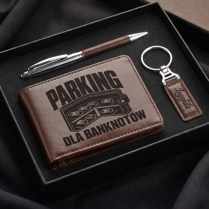 Zestaw Prezentowy Z Portfelem Dla Niego Prezent Na Walentynki Dla Mężczyzny: Parking Dla Banknotów