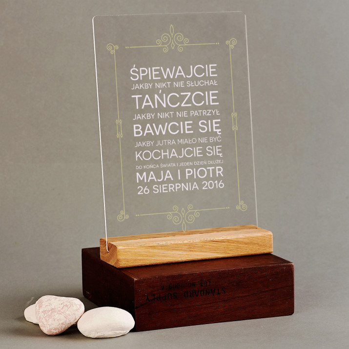 Szczęście - Wydruk na szkle akrylowym z podstawką