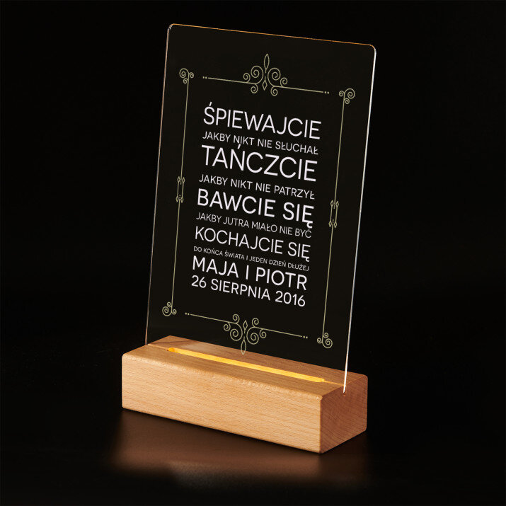 Szczęście - Wydruk na szkle akrylowym z podstawką led Szczęście - Wydruk na szkle akrylowym z podstawką led