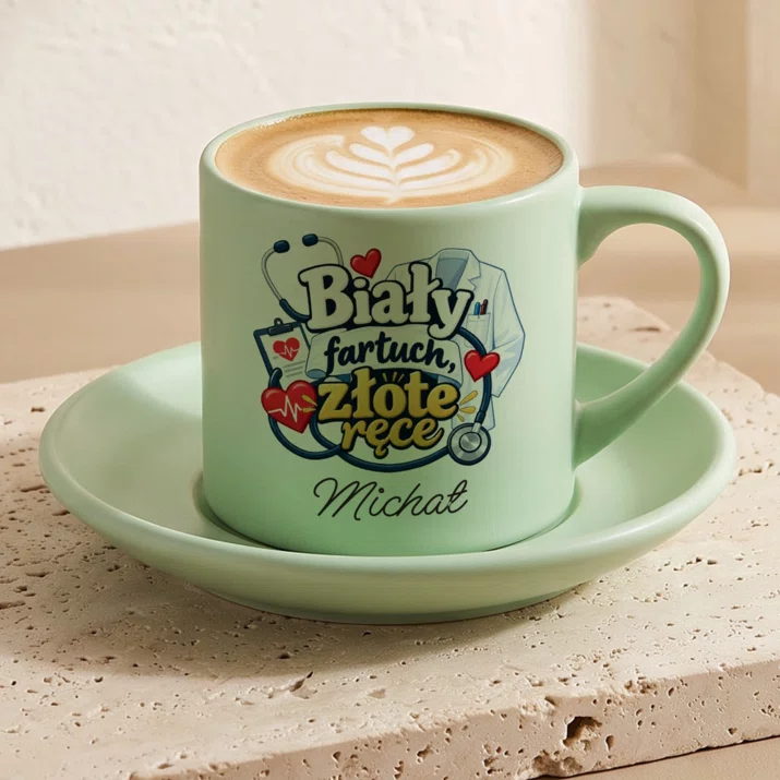 Filiżanka Personalizowana Dla Lekarza Prezent Dla Mężczyzny: Biały Fartuch, Złote Ręce Filiżanka Personalizowana Dla Lekarza Prezent Dla Mężczyzny: Biały Fartuch, Złote Ręce
