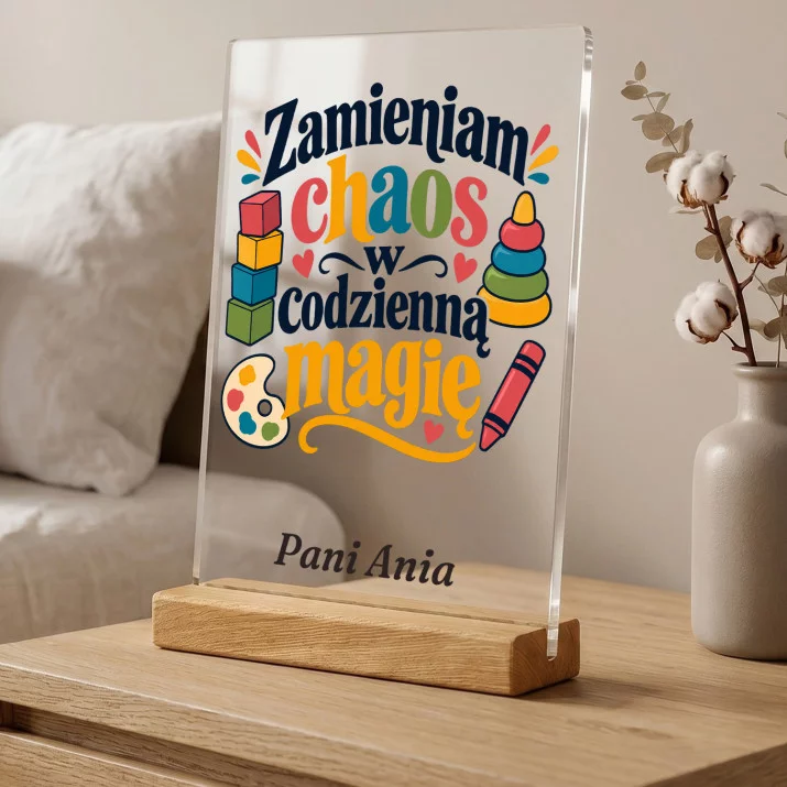 Druk Na Szkle Dla Nauczyciela Przedszkola Prezent Dla Mężczyzny: Zamieniam Chaos W Druk Na Szkle Dla Nauczyciela Przedszkola Prezent Dla Mężczyzny: Zamieniam Chaos W