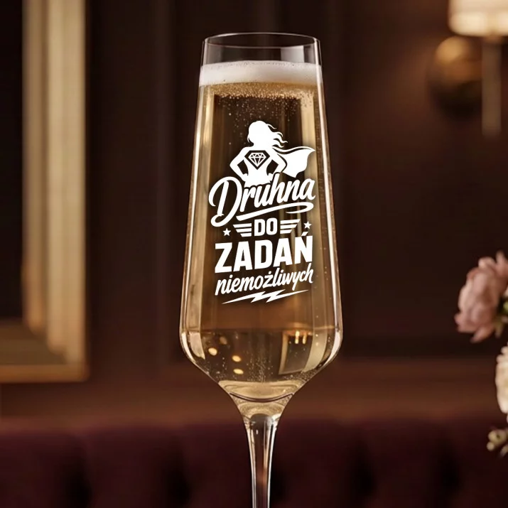 Kieliszek Do Szampana Z Grawerem Dla Druhny Prezent Dla Kobiety: Suchy Humor Weselny Kieliszek Do Szampana Z Grawerem Dla Druhny Prezent Dla Kobiety: Suchy Humor Weselny
