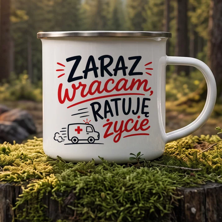 Kubek Emaliowany Dla Ratownika Medycznego Prezent Dla Mężczyzny: Zmęczony Ratownik Kubek Emaliowany Dla Ratownika Medycznego Prezent Dla Mężczyzny: Zmęczony Ratownik