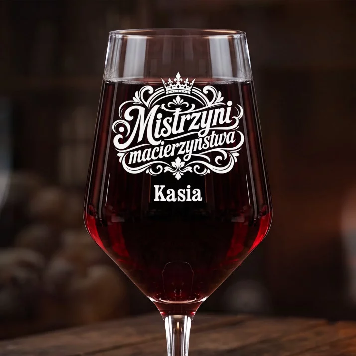 Mega Kieliszek Do Wina z Grawerem Na Pępkowe Prezent Dla Kobiety: Mistrzyni Macierzyństwa
