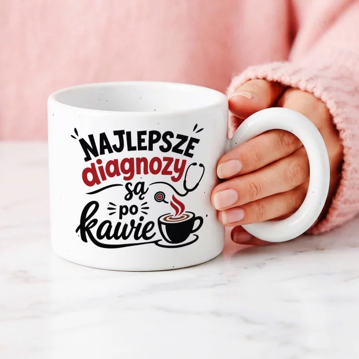 Kubek Z Okrągłym Uchem Dla Lekarza Prezent Dla Mężczyzny: Kawowa Diagnoza Kubek Z Okrągłym Uchem Dla Lekarza Prezent Dla Mężczyzny: Kawowa Diagnoza