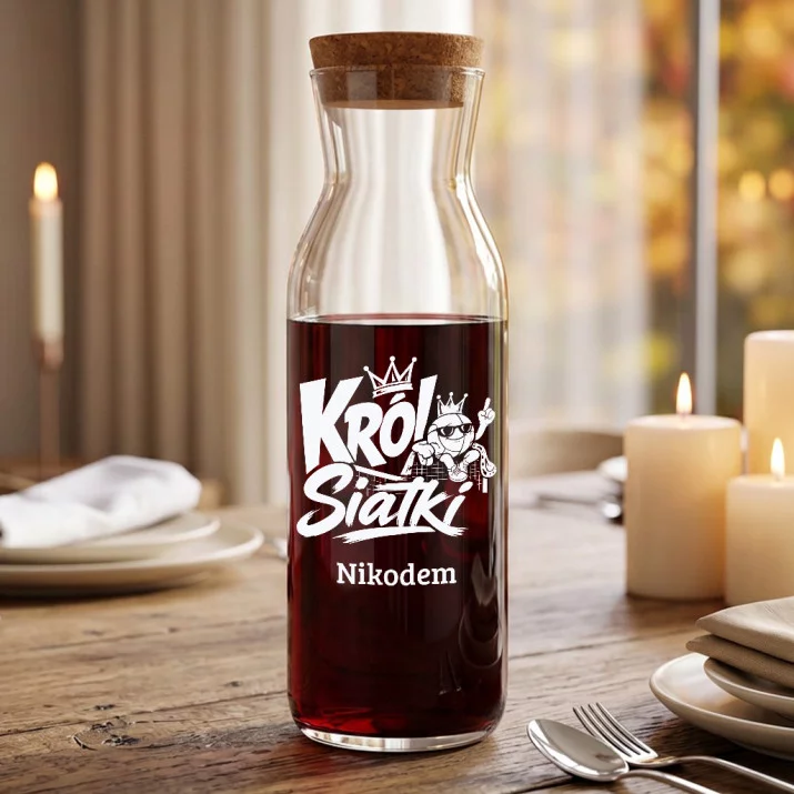 Karafka Do Wina Personalizowana Dla Siatkarza Prezent Dla Mężczyzny: Król Siatki Karafka Do Wina Personalizowana Dla Siatkarza Prezent Dla Mężczyzny: Król Siatki
