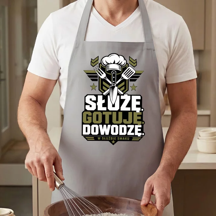 Fartuch Na Przysięgę Wojskową Prezent Dla Żołnierza Mężczyzny: Służę. Gotuję. Dowodzę.