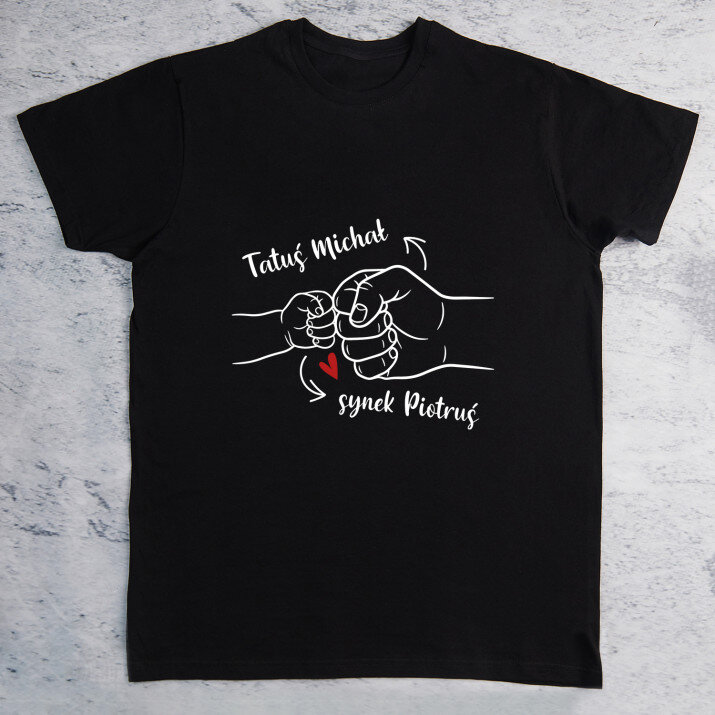 Tata i dziecko rączka - Czarna koszulka męska