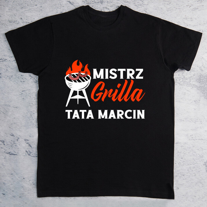 Tata mistrz grilla - Czarna koszulka męska