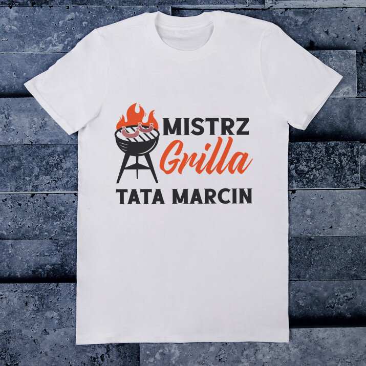 Tata mistrz grilla - Koszulka męska z nadrukiem