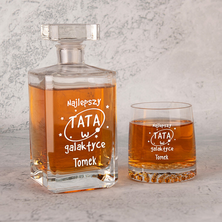  tata w galaktyce - Zestaw Grawerowana Karafka 0,7 i Szklanki Do Whisky