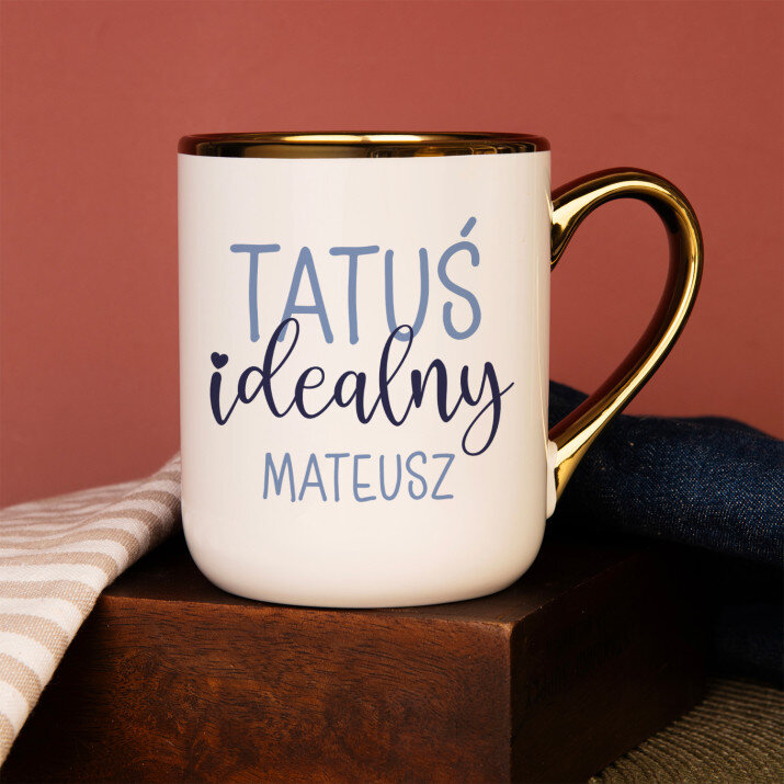 Tatuś idealny - Kubek ceramiczny ze złotym rantem