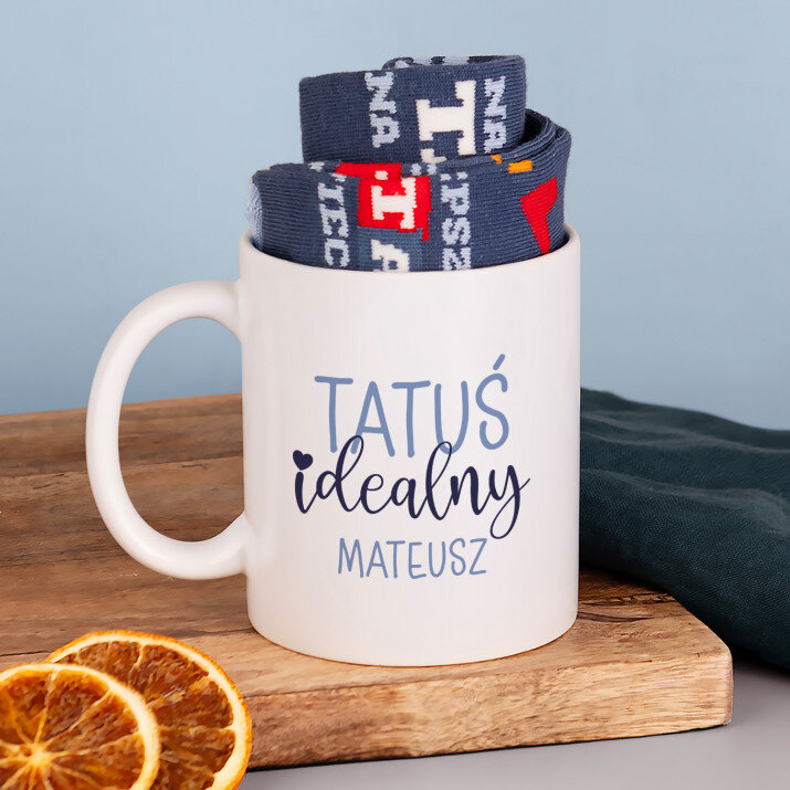 Tatuś idealny - Skarpetki w kubku dla taty