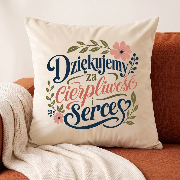 Poduszka Dekoracyjna Dla Wychowawczyni Prezent Dla Kobiety: Botaniczna Wdzięczność Poduszka Dekoracyjna Dla Wychowawczyni Prezent Dla Kobiety: Botaniczna Wdzięczność