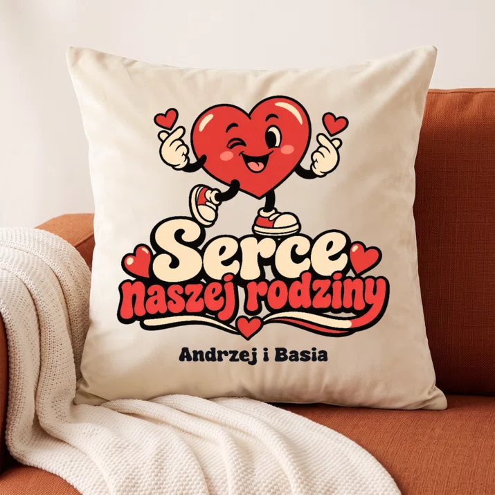Poduszka Dekoracyjna Na Dzień Babci i Dziadka Prezent Dla Babci i Dziadka Pary: Serce Naszej Rodziny