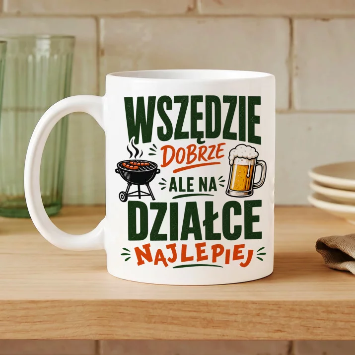 Kubek Z Nadrukiem Dla Działkowca Prezent Dla Mężczyzny: Na Działce Najlepiej Kubek Z Nadrukiem Dla Działkowca Prezent Dla Mężczyzny: Na Działce Najlepiej