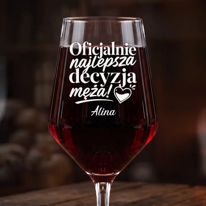 Mega Kieliszek Do Wina z Grawerem Na Pierwszą Rocznicę Ślubu Prezent Na Walentynki Dla Kobiety: Najlepsza Decyzja Męża Mega Kieliszek Do Wina z Grawerem Na Pierwszą Rocznicę Ślubu Prezent Na Walentynki Dla Kobiety: Najlepsza Decyzja Męża