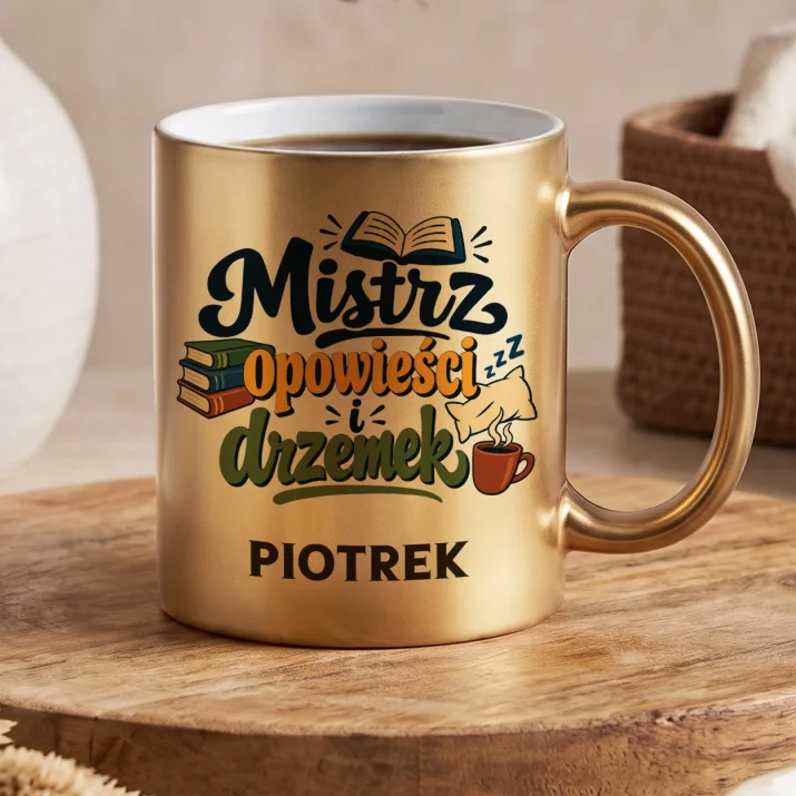 Złoty Kubek Na Dzień Dziadka Prezent Dla Dziadka Mężczyzny: Mistrz Opowieści I
