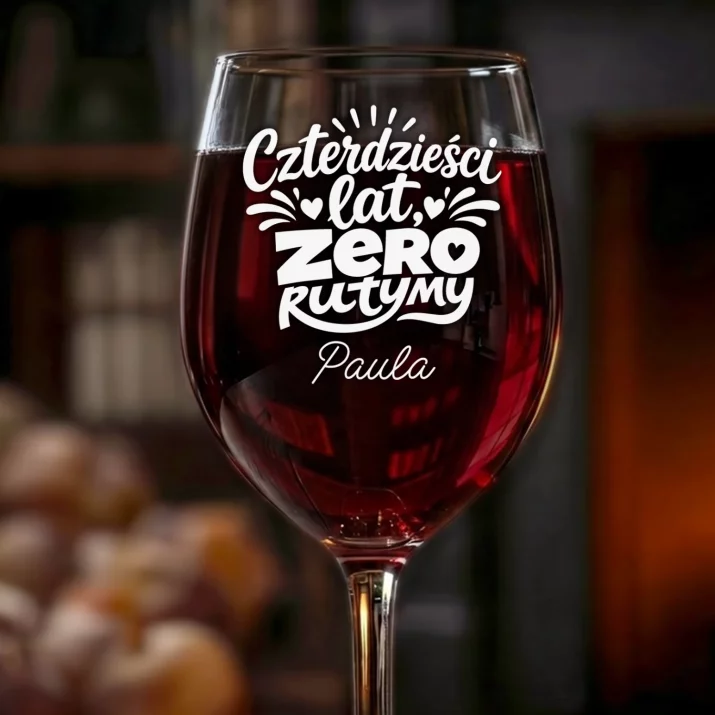 Kieliszek Do Wina z Grawerem Na 40 Rocznicę Ślubu Prezent Dla Kobiety: Czterdzieści Lat, Zero