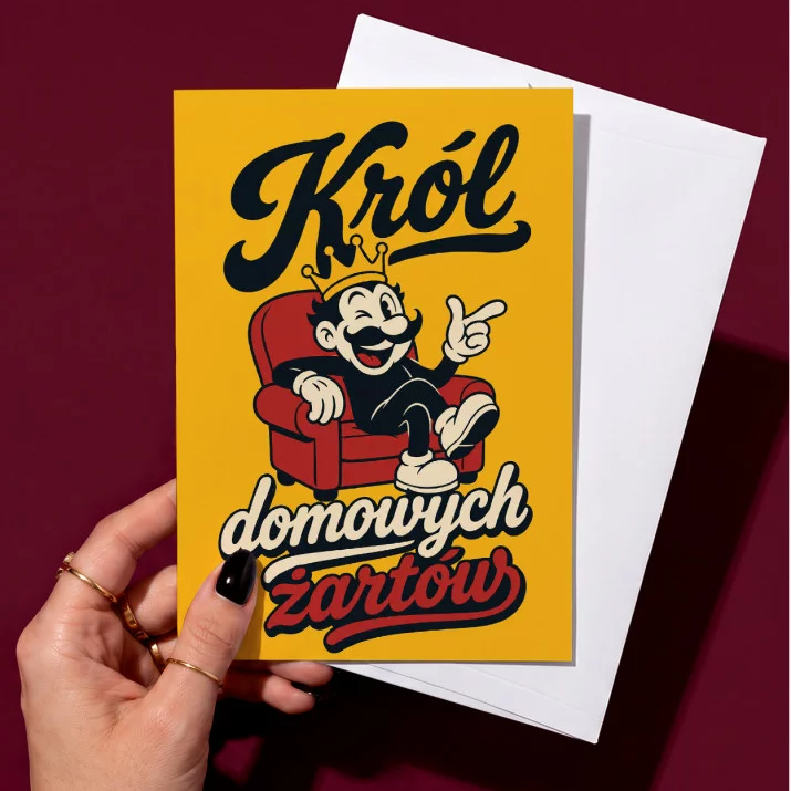 Kartka z Życzeniami Dla Taty Na Dzień Ojca Dla Mężczyzny: Retro Król Żartów Kartka z Życzeniami Dla Taty Na Dzień Ojca Dla Mężczyzny: Retro Król Żartów