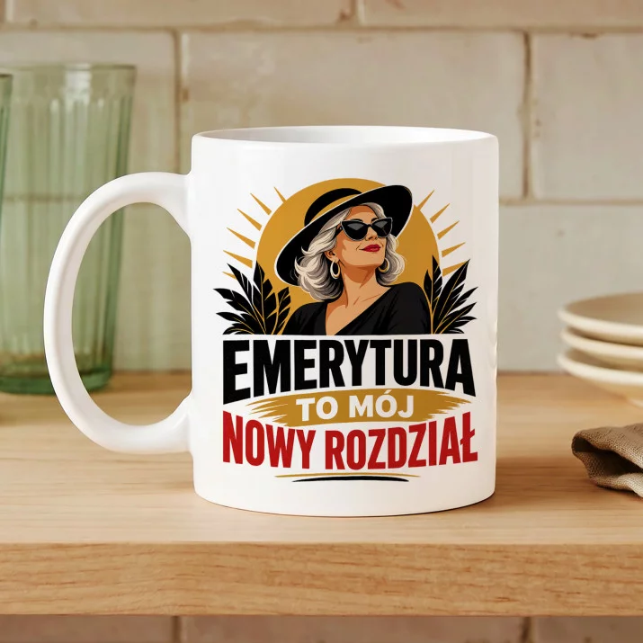 Kubek Z Nadrukiem Na Emeryturę Prezent Dla Emeryta Kobiety: Emerytura Nowy Rozdział Kubek Z Nadrukiem Na Emeryturę Prezent Dla Emeryta Kobiety: Emerytura Nowy Rozdział
