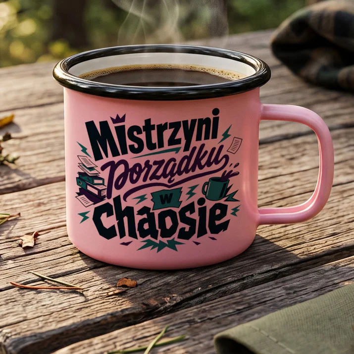 Kubek Emaliowany Na Dzień Kobiet W Pracy Prezent Dla Kobiety Kobiety: Elegancki Chaos Biurowy Kubek Emaliowany Na Dzień Kobiet W Pracy Prezent Dla Kobiety Kobiety: Elegancki Chaos Biurowy