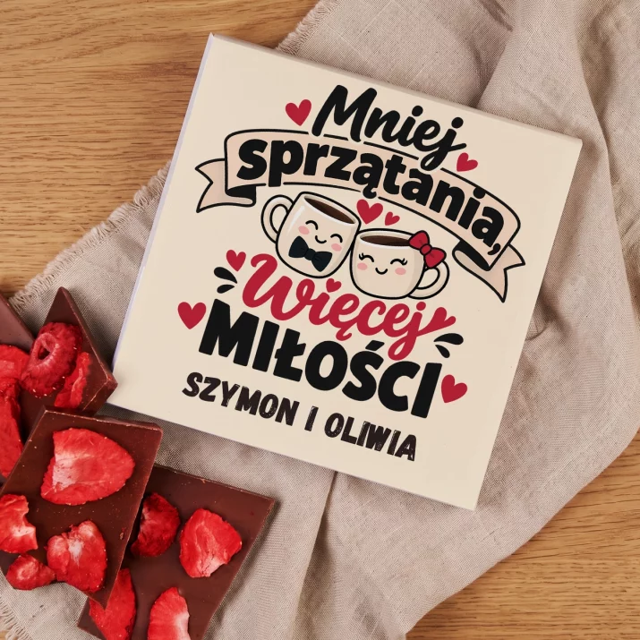 Czekolada z Truskawkami Dla Młodej Pary Prezent Na Ślub Dla Pary: Mniej Sprzątania, Więcej Czekolada z Truskawkami Dla Młodej Pary Prezent Na Ślub Dla Pary: Mniej Sprzątania, Więcej